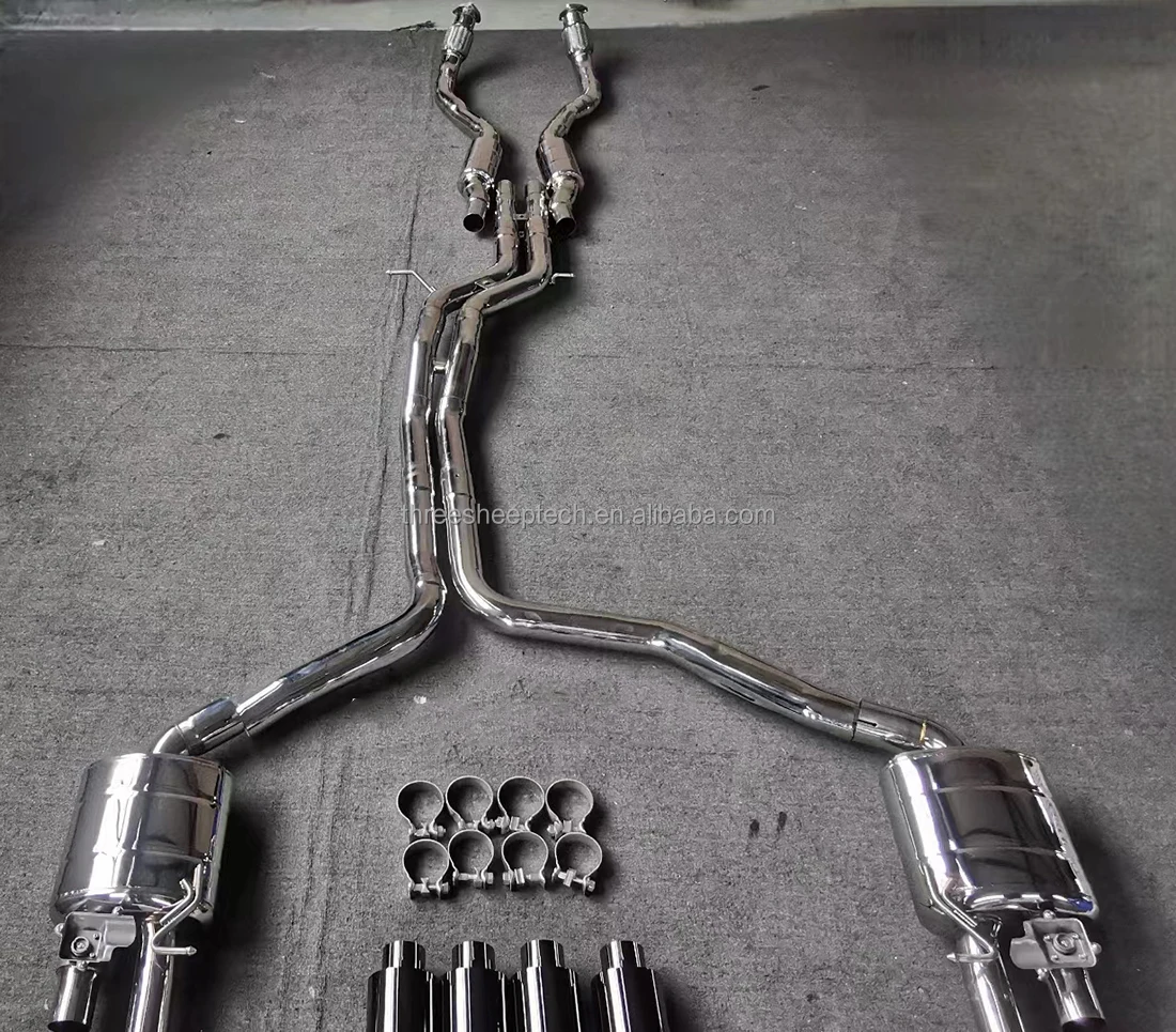 Stainless steel catback Exhaust +Front pipe For Audi S6 S7 4.0t C8 4.0t Car Tuning Muffler Catback Exhaust System valved muffler