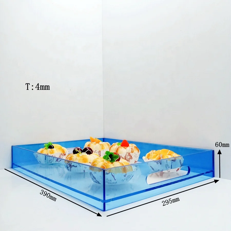 Wholesale Custom Multi-color Square Acrylic Food Serving Tray Acrylic Tray for Home Hotel