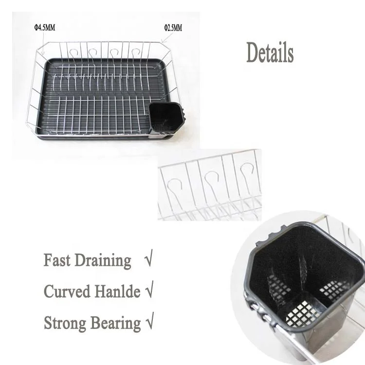 oem support full inspection 549-23 Nano paint good rust proof Metal Dish drying Rack with drain Mat