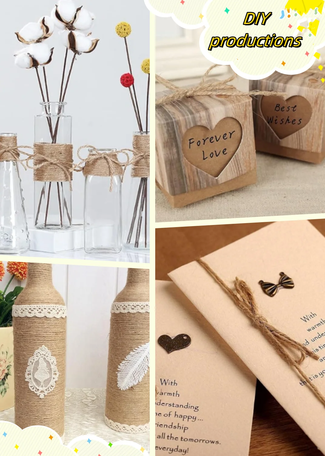 1-3mm  Natural  Twine Jute Rope for Gift Packaging and DIY