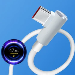 120W 90 Degree USB Type C Fast Charging Cable For Xiaomi Mi 12 Poco F4 GT X4 Pro 5G Blackshark 5Pro Redmi K50 Type-C Data Cord