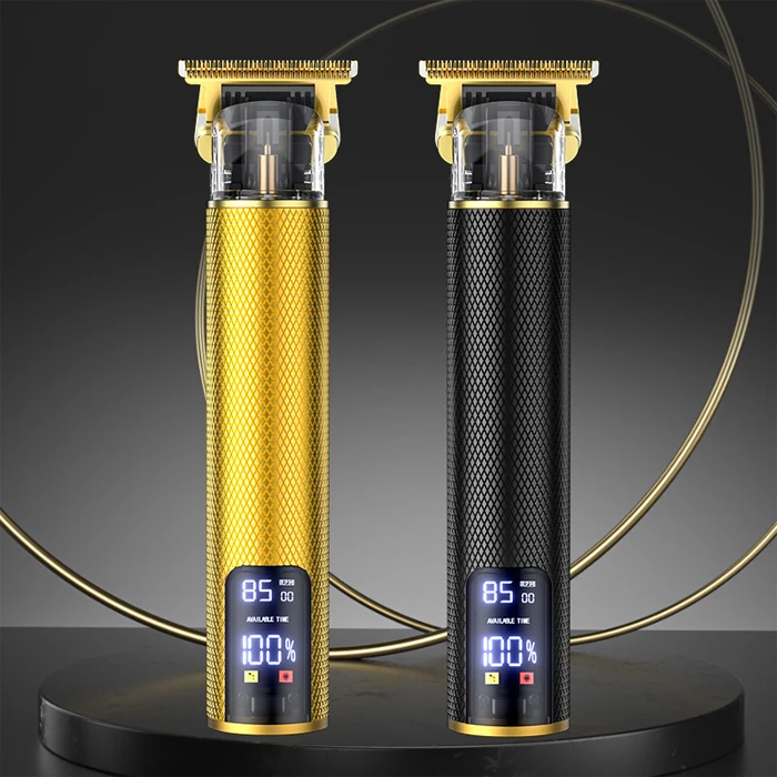 Black gold metal professional hair trimmer digital screen oil head cutter men electric hair trimmer shaver