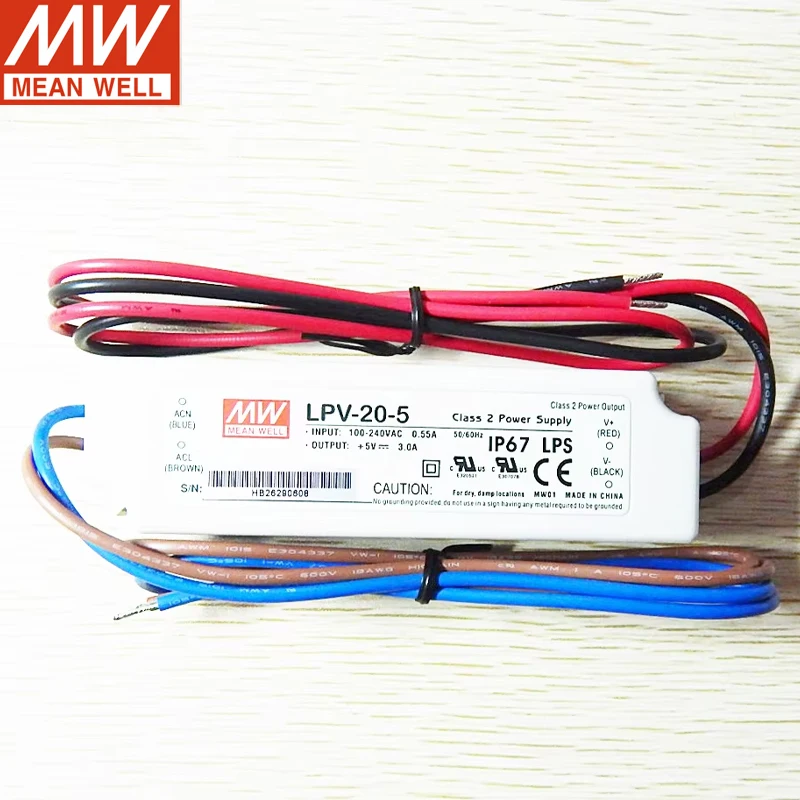 Original Mean Well 20W Single Output Switching Power Supply LPV-20-5 Meanwell 5V 0~3A