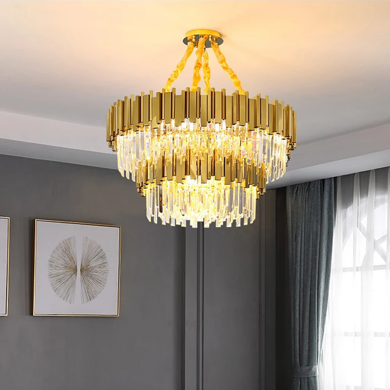 Royal Luxury Gold Ceiling Lamp K9 Crystal Made In China Chandeliers LED Pendant Lighting Hanging Light Crystal Chandeliers
