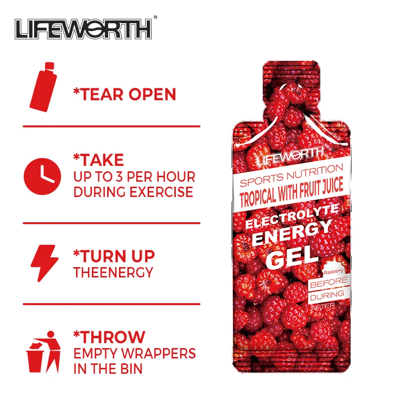 LIFEWORTH OEM Zero Sugar Energy Drink Electrolytes Sports Nutrition Liquid Energy Gel Pouch