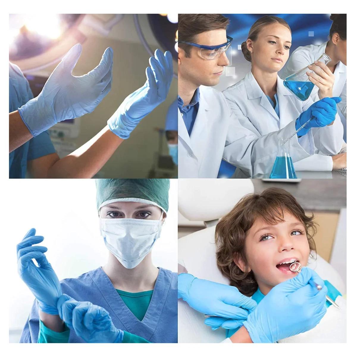 Factory Wholesale Custom 100 Pcs / Box High Quality PVC Material Blue Gloves Vinyl Exam Gloves Disposable Medical PVC Gloves