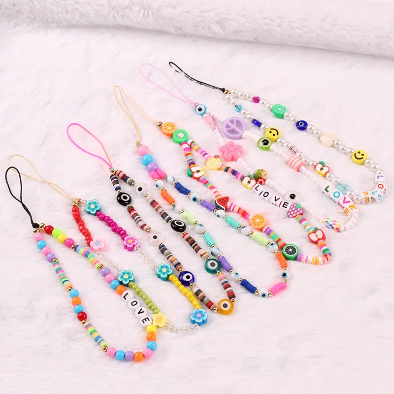 Hot sale Colored Chain Beads Pendant Hand Strap Hang phone Case For iPhone 13 11 12 Pro X XR XS Max 7 8 Plus Mini