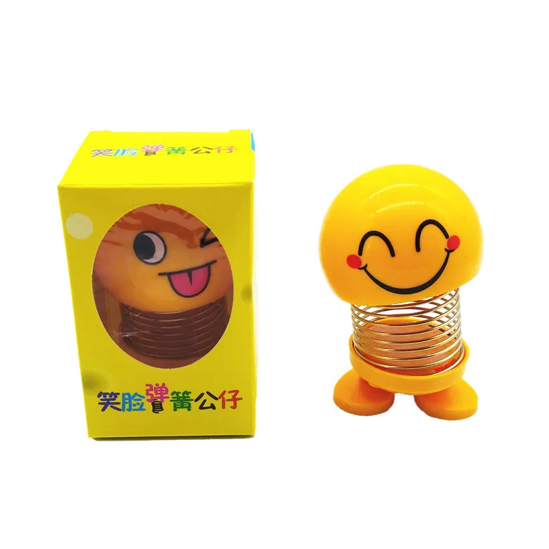 Smiling Face Spring Doll Creative Decoration Gift Car Ornaments Spring Doll Shaking Head Doll toys