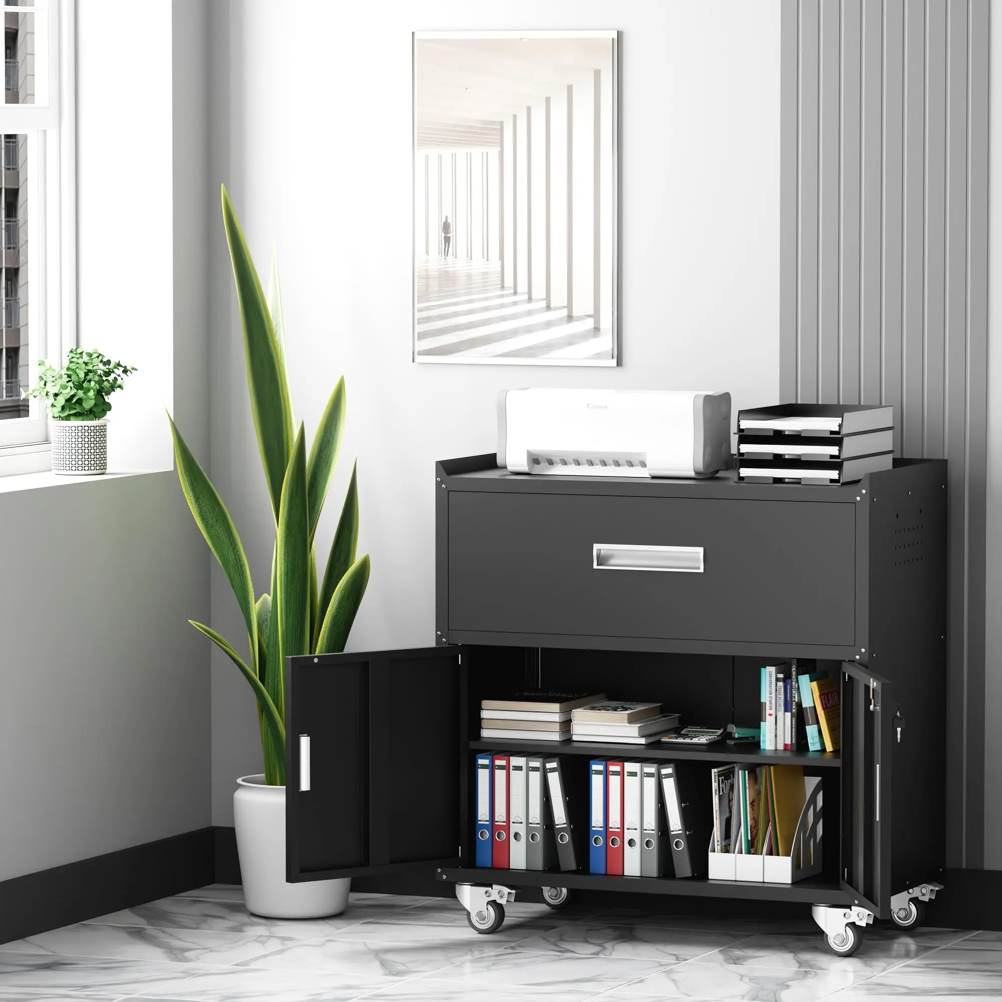 JH-Mech Adjustable Shelve Locking Versatile Functionality Easy Assembly Metal Office Storage Cabinet File For Document