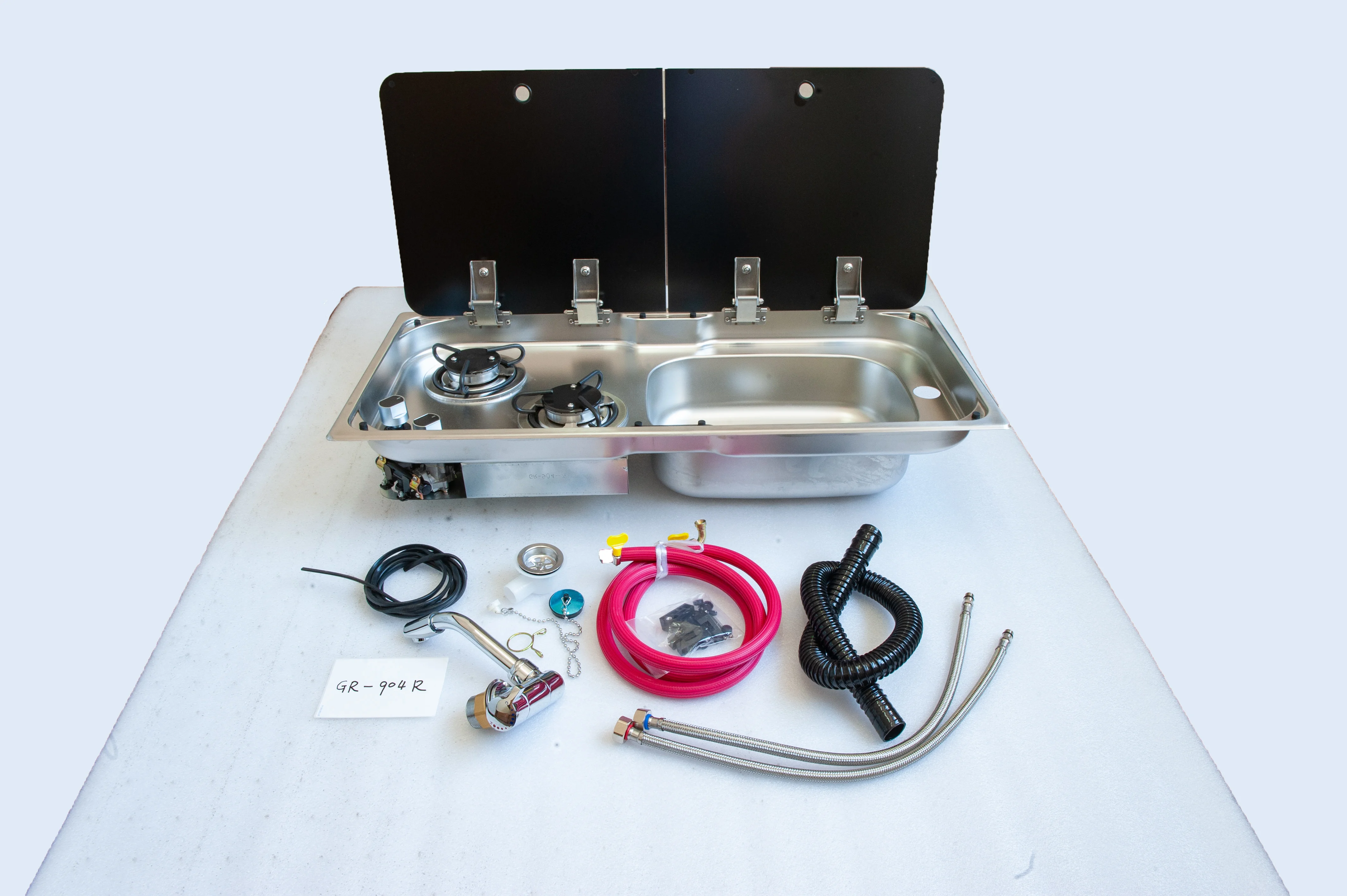 C S A north american CERTIFIED  KITCHEN GAS COOKER TWO  BURNER SINK COMBI  Stainless steel 2 burner RV gas stove GR-904 LR