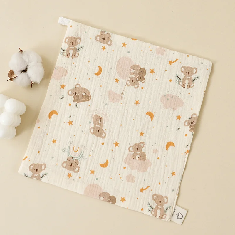 Soft Absorbent Face Towels Muslin Baby Washcloths Cartoon 100% Natural Cotton Baby Wash Cloths for Baby Face Body
