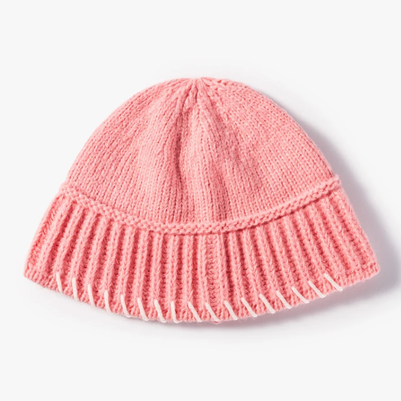 
Woolen cap women Korean autumn beanie hat fashion monochrome stitching winter knitted hat knitted cold hat custom 