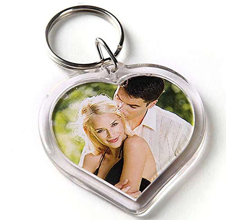 Customized Heart Blanks Keychain Acrylic Promotional Gifts Plastic Blank Photo Frames Custom Keychain