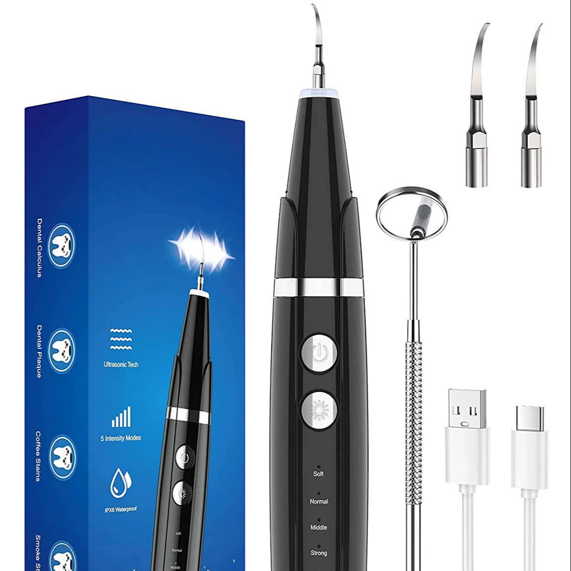 Electric Dental Calculus Remover With Toothbrush For Teeth Cleaning Stain Plaque Removal Ultrasonic Tooth Cleaner Rechargeable