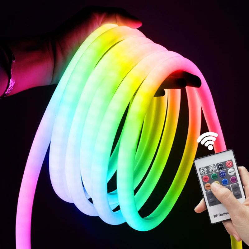 DMX Addressable 24V 12V Warm White LED Neon Tube 360 Degree Color Changing PVC 18mm Flex Neon Lights Custom Size IP67 Rated