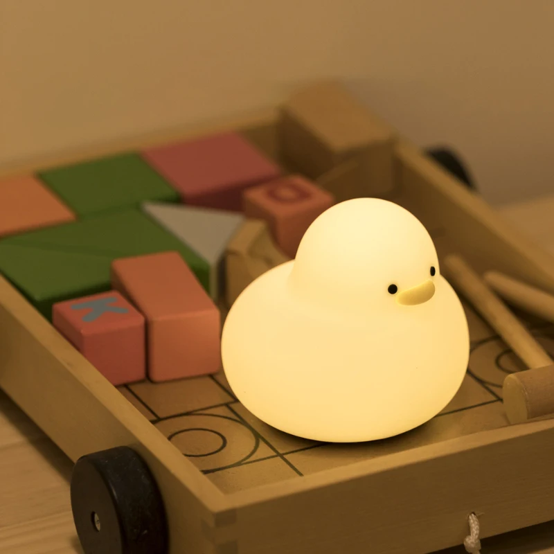 Duck LED Night Light Lamp with USB Rechargeable Timing Adjustable Brightness Cute Modern Small 60 Night Lamp for Bedroom 50000