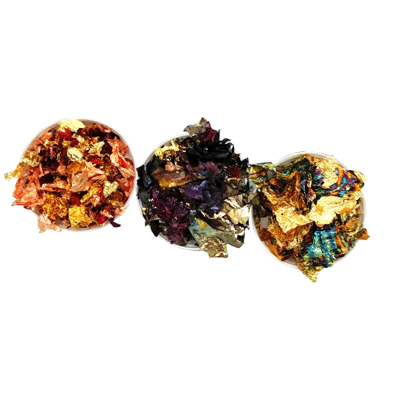 Italy Variegated Copper Foil Paper craft decoration furniture Gilding Colorful Flake DIY nail beauty Multi-color gold leaf sheet flake for nail