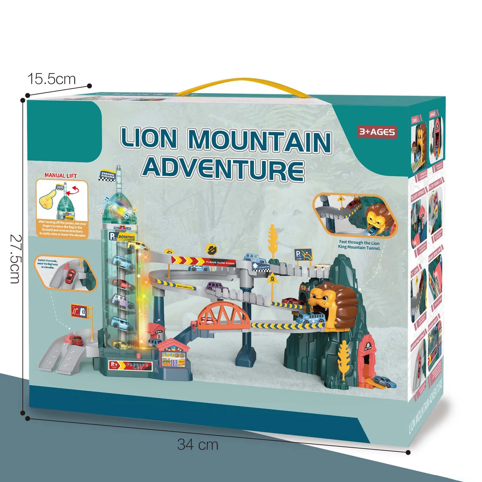 2024 Kids educational diy assemble rail traffic parking slot toy dinosaur track car steering wheel adventure toy