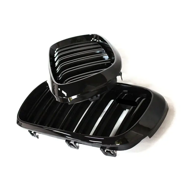 Glossy Black Double Slat Front Bumper Kidney Grill Grille for X5 X6 F15 F16 2014 - IN ABS Material Car Grille