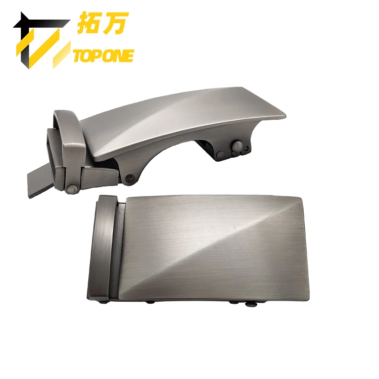 Logo Custom Satin Nickel Color Mens Leather Removable Belt Buckle