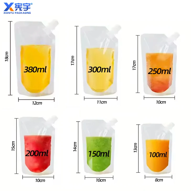 Stand Up Liquid Transparent Plastic Bag With Suction Nozzle Reusable Baby Food Bag Nozzle Bag Used For Oil And Juice