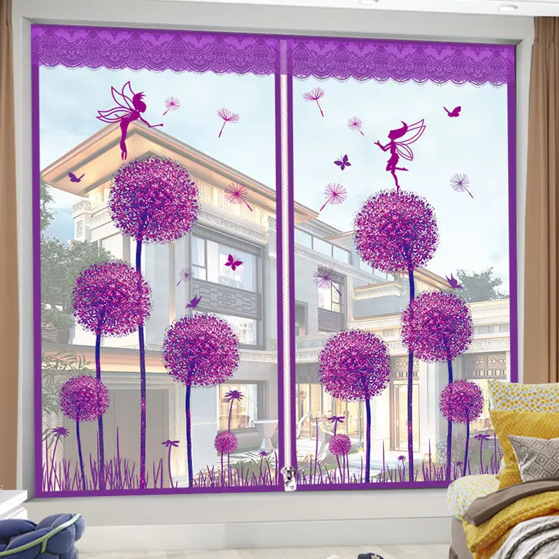Wholesale Anti Mosquito Magnetic Net Summer High Quality Strip Home Window Curtain With Lace Trim