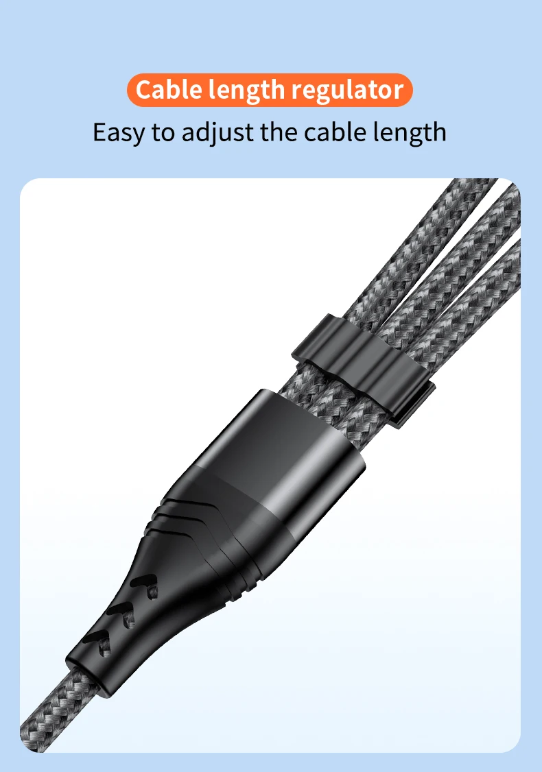 Fast charger USB 2.0 3.0 version Type-C Lightning Micro USB 3 in 1  Support for 66w/65w flash charge Data cable metal usb