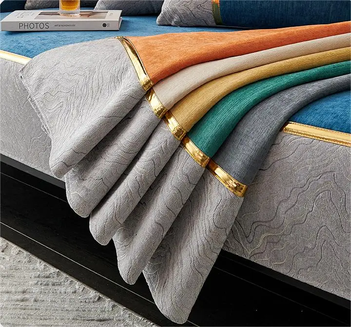 Luxury modern  Korea Lace Chenille sofa cushion non-slip  leather wind couch sofa covers