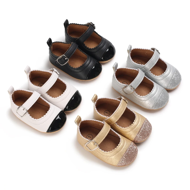 Baby shoes soft soled girls Mary Jane children casual rubber non-slip shoes 0-1 year PU leather toddler shoes