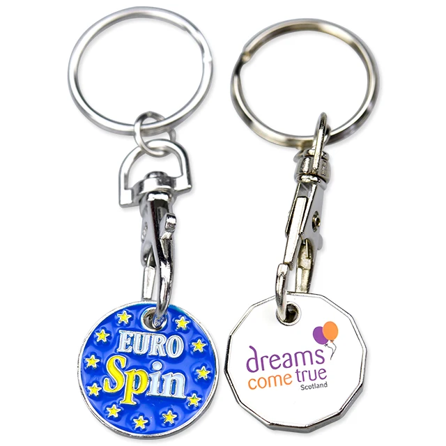 Personalized Stainless Steel Shopping Cart Trolley Chips Supermarket Coin Token Keychain Germany Trolley Coin Chip