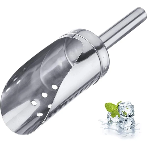 120 ml Ice and cube Perforated scoop Capacity Drilled Round Metal Stainless steel Silver Bar Ice Shovel Ice Scoop