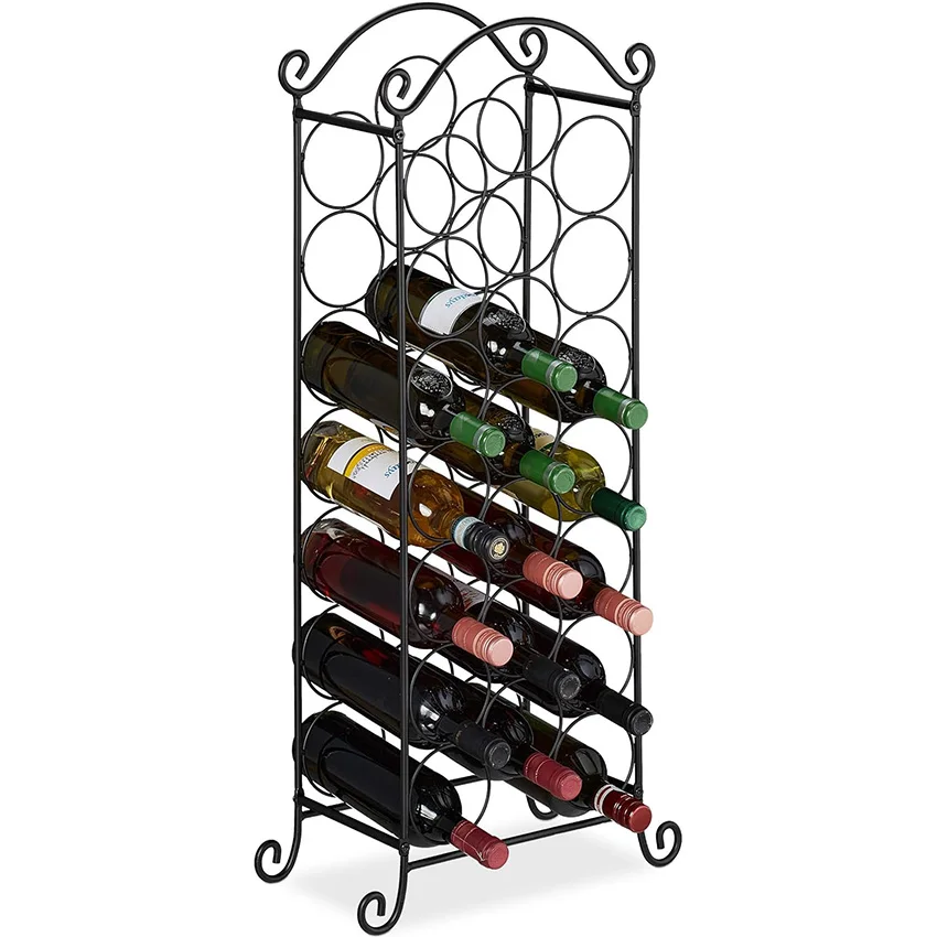 Metal Wine Rack 21 Bottles Decorative Cellar Bottle Rack for Kitchen Basement Bar Mail Order Packing