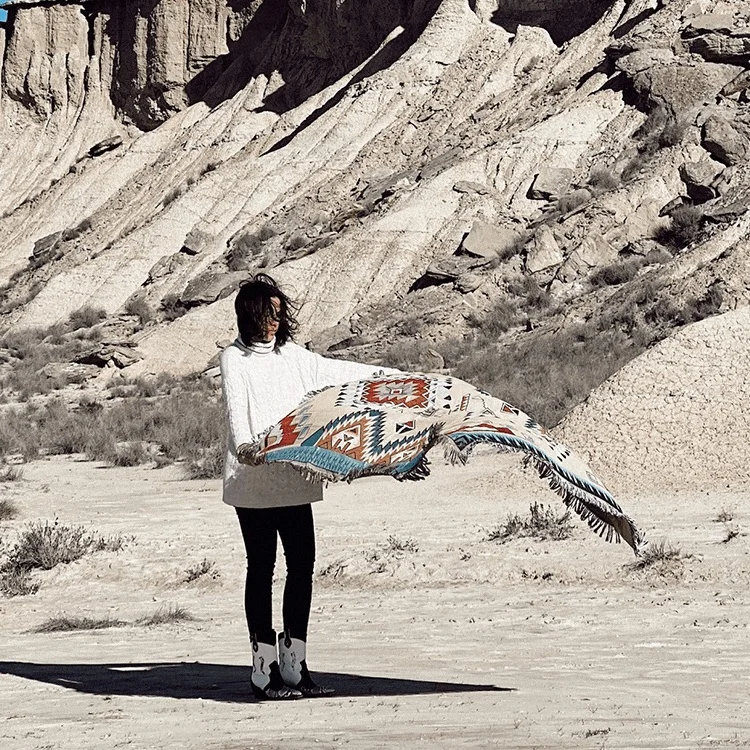 Bohemia sofa jacquard tapestry Luxury Double diamond woven blanket