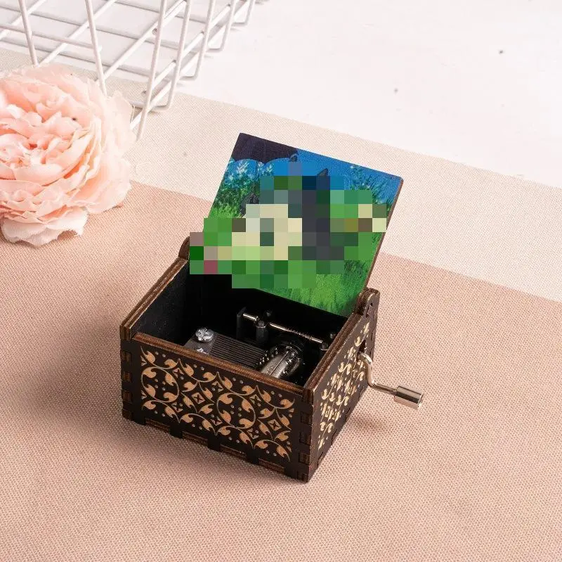 2024 New Arrival Mini Japanese Anime Hand Cranked Colorful Wooden Music Box For Kid Christmas Gift