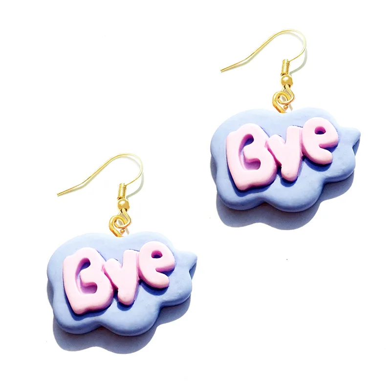 New Arrival Hot Style Alphabet Flamingo Cloud Handmade Exaggerated Funny Cute Unique Statement Personality Resin Design Earrings