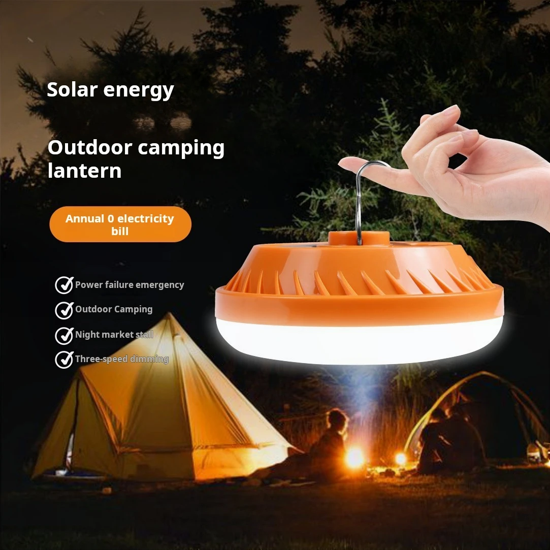 Solar Power Camping Lantern Convenient LED emergency light, Rechargeable night market lighting, outdoor camping solar tent light
