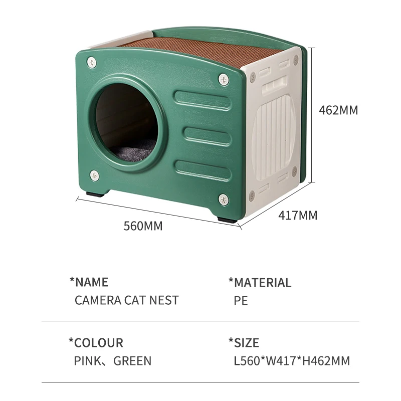 Fully-enclosed Plastic Washable Gatos Cat Villa Cage Cardboard Scratcher Optional Pet Bed House Cat Nest
