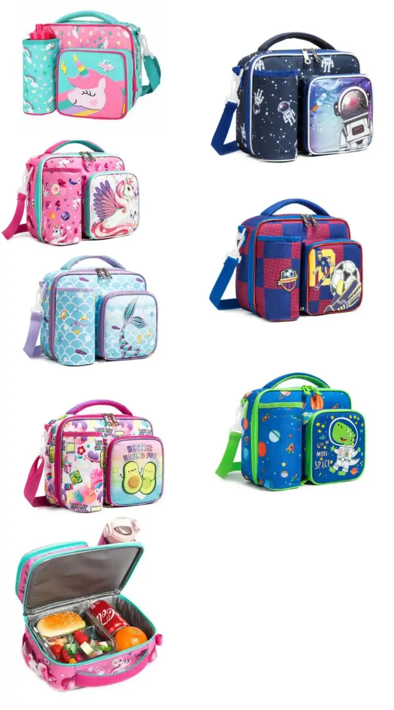 Custom Color and Pattern Insulated Lunch Bag for Kids Mermaid Spaceman Waterproof Cooler Bag for Picnic