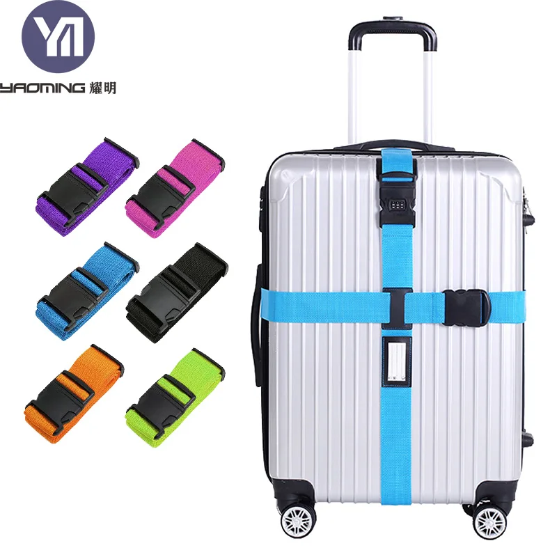Travel Suitcase Strap with Locking Buckle Cross Secure Packing Belt Luggage Protection and Tightening Durable Bungee Tie Down