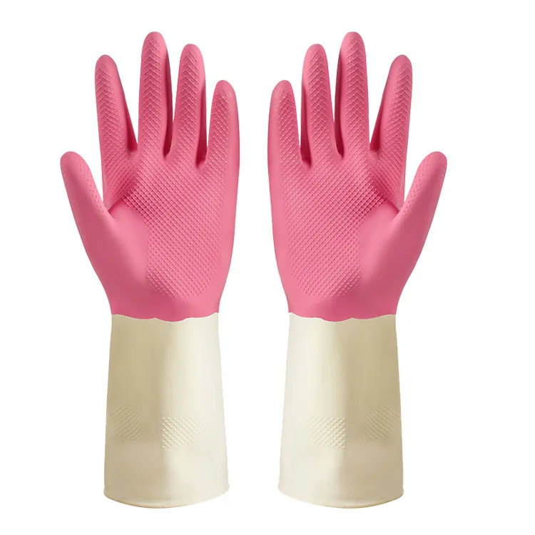 Kitchen Household Working Red White Latex Rubber Dish Washing Gloves Gardening Cleaning Work Hotel Rubber Gloves