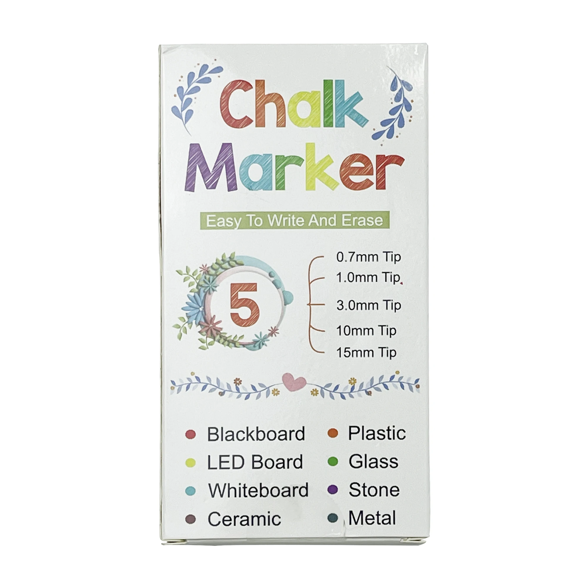 White Liquid Chalk Markers - Glass Window Markers Chalk Marker Pen Set, Fine & Jumbo Size 1mm, 3mm, 6mm, 10mm, 15mm
