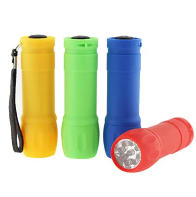 Mini Small Household Rubber Paint Plastic 9 Led Gift flashlight Torch With Tail Switch Promotional