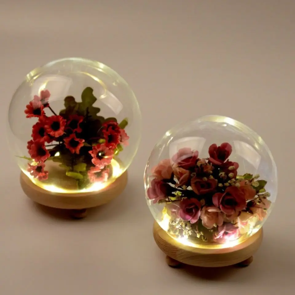 Customize Wholesale hot sale globe glass Dome Flower Display Decorative Large Size Glass Cover With Customize Base