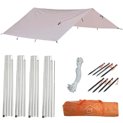 3x3M Waterproof Oxford Tarp with Storage Bag Nails Poles Ropes Windproof Anti UV Camping Tent Tarpaulin Gazebo Tent