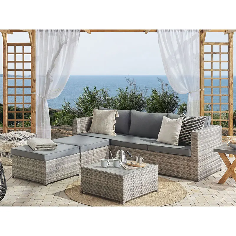 4 Seater luxury corner wicker l shape garden sets rattan outdoor furniture