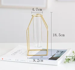 Лидер продаж, ваза из металла и стекла в полоску из розового золота, декоративные вазы для растений huose