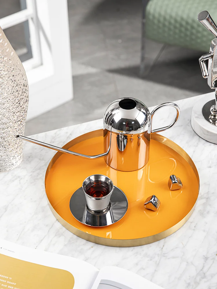 Nordic light luxury art brass tray creative hotel service tray decoration ornaments jewelry storage tray fruit tray