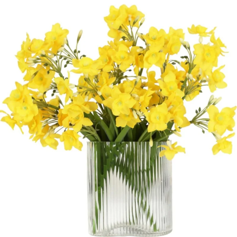 Artificial Daffodils Narcissus Silk Flowers Spring Yellow Flora with Stems Arrangements for Home Wedding Table Party Decoration