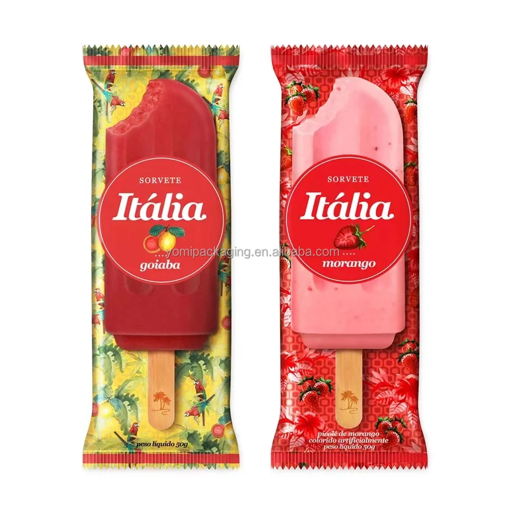 Factory wholesale custom printing food grade snak packaging shrink wrap film popsicle pouch compostable