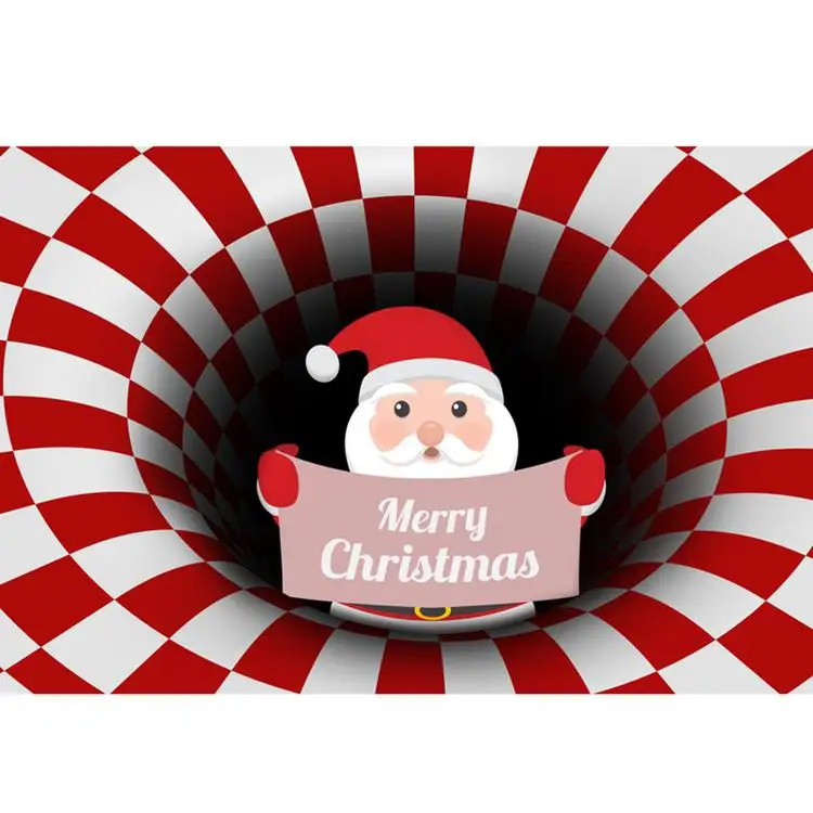 Direct Factory 3D Santa Claus visual vortex optical illusion area carpet Christmas 3D door mat